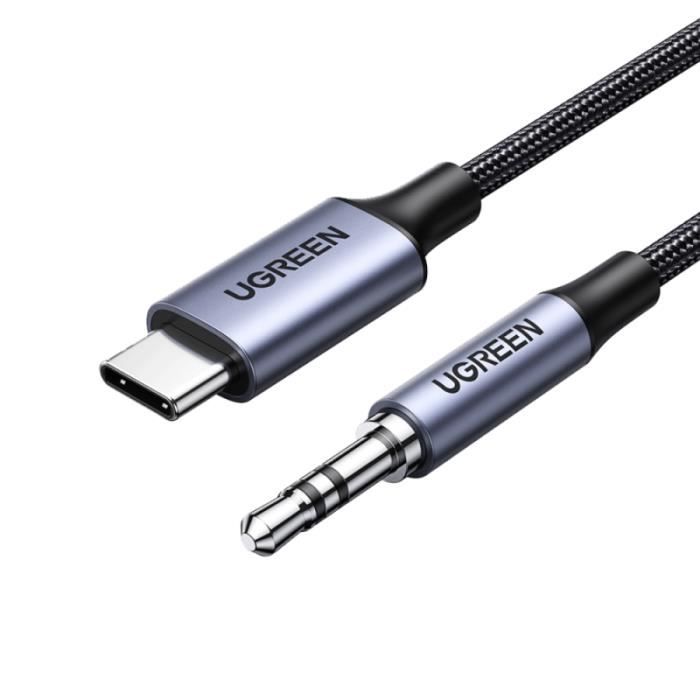 Câble audio - UGREEN - Type-C / Jack 3,5mm - Nylon Tréssé - 1M - Blanc