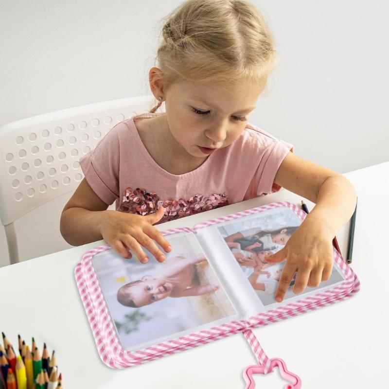 Bear Pattern Washable Baby Memory Book Album with Clear Photo Pocket and Safe Mirror for Capturing Preciously Moment