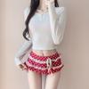1011 New Hot Spring Swimsuit Women's Long-sleeved Smock Split-body Thin Meat Cover Set