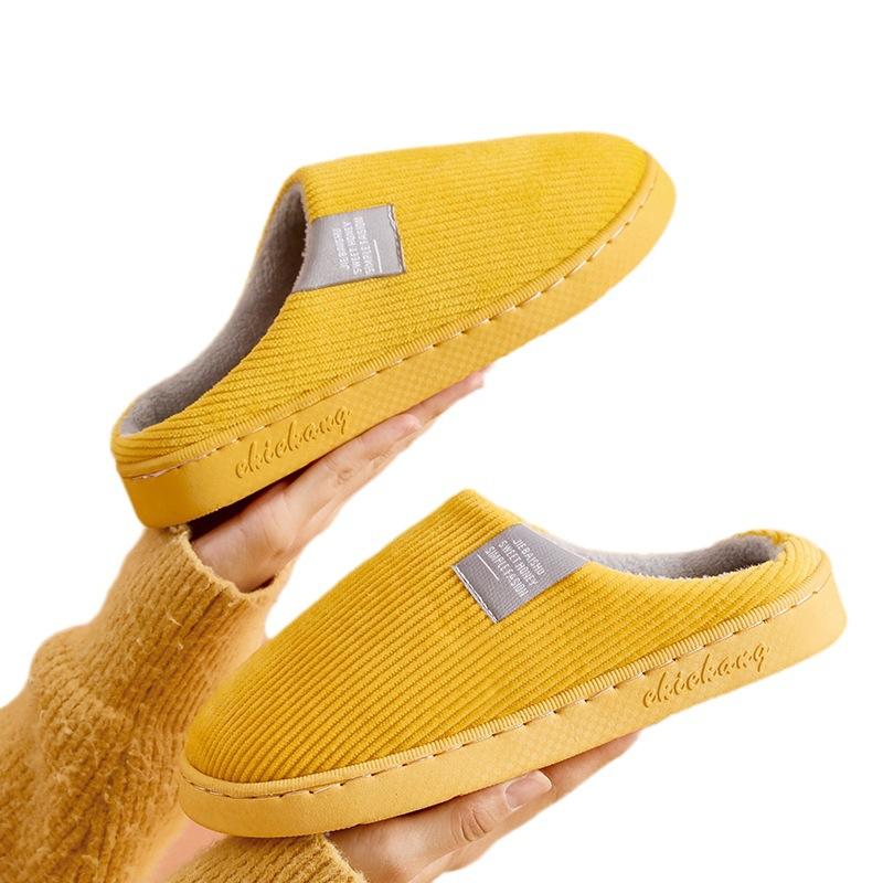 Cotton slippers women's autumn and winter indoor home couple warm confinement non-slip velvet winter slippers men