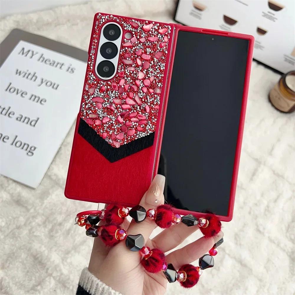 Wrist Strap Phone Case for Samsung Galaxy Z Fold 6 5 4 Fold6 Fold5 Fold4 Fold3 5G Plastic Hard Shell Protective Cover
