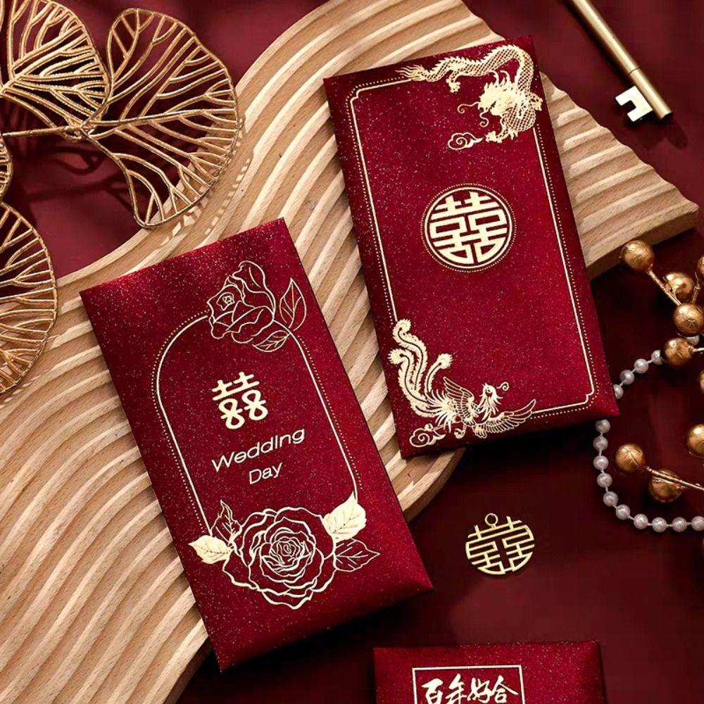 6pcs Chinese Style New Year Red Envelopes Blessing Gifts Packing Bags Spring Festival Supplies