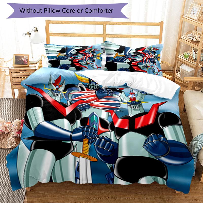 3pcs UFO Robo Grendizer2 pattern bedding set duvet cover set includes duvet cover &pillowcases, perfect all season bedroom decoration & gift