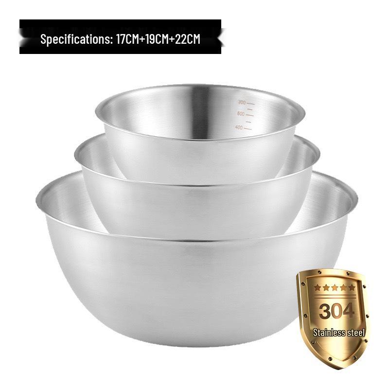 304 Edelstahl Rührschüssel im japanischen Stil mit Skala für Salat, Eierschlagen, Backen und Teigmischen - Goldfarbenes Finish