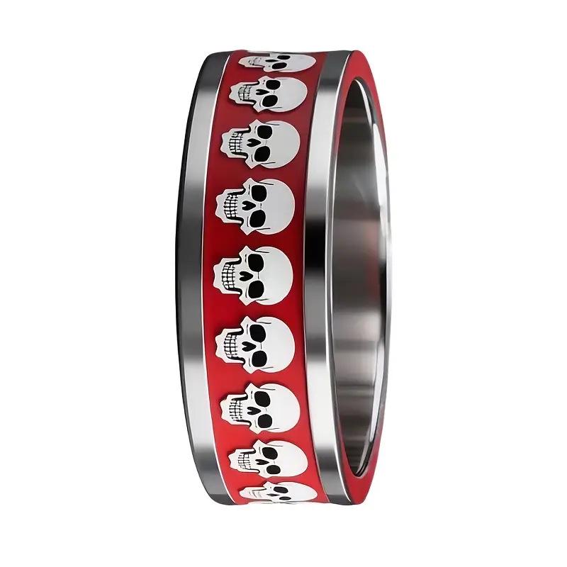 8mm Men's Red Bottom Gothic Skull Ring - High-Quality Daily Accessory and Gift