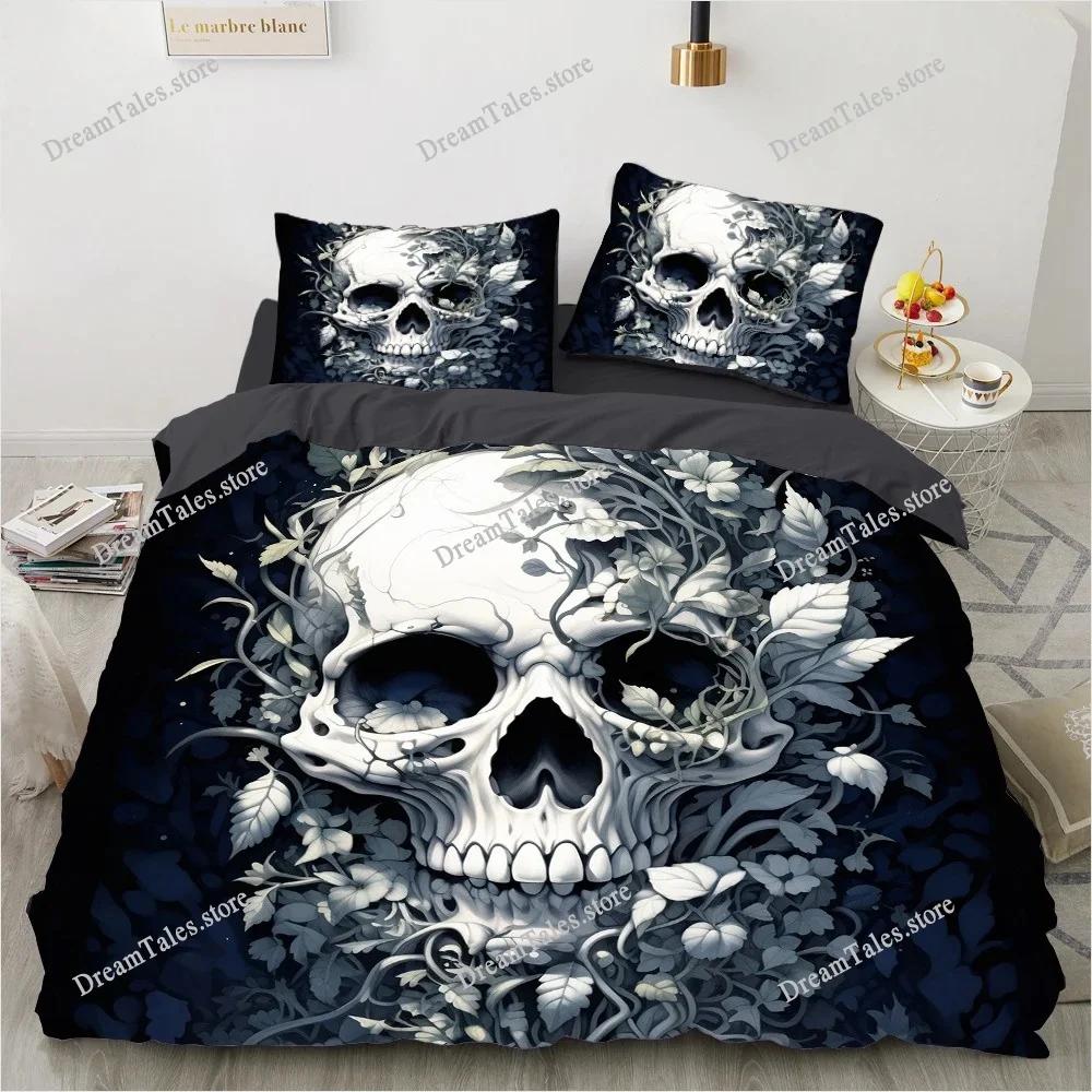 3D Print Skull Bedding Set Boys Girls Twin Queen King Size Duvet Cover Pillowcase Bed Boys Adult Home Textileextile Luxury Gift
