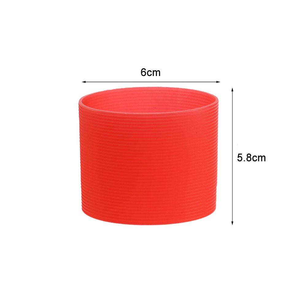 Silicone World 6CM Silicone Heat Insulated Cup Sleeve Stripes Non-slip Wraps For Glass Cup Sleeve Water Bottle Kettle Cover