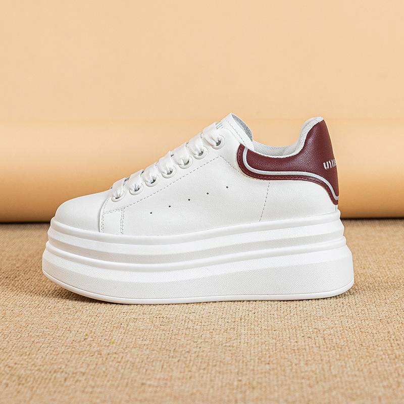 

2025 early spring new little white shoes platform heightening muffin shoes popular versatile comfortable lace-up casual board shoes women 34