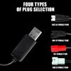 High Efficient 3.7V USB Charger Cable Line 4 Various Kind Connectors Cord Wire for Lithium Battery Devices Black