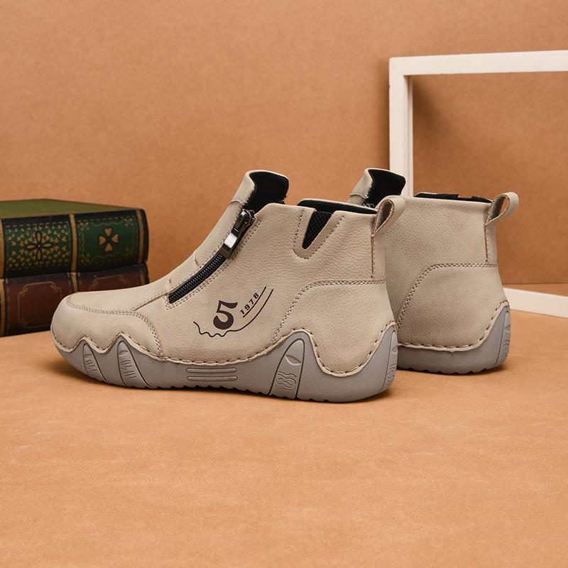 Women's High-top Casual Sneakers Handmade Leather Shoes Ankle Boots Spring & Autumn