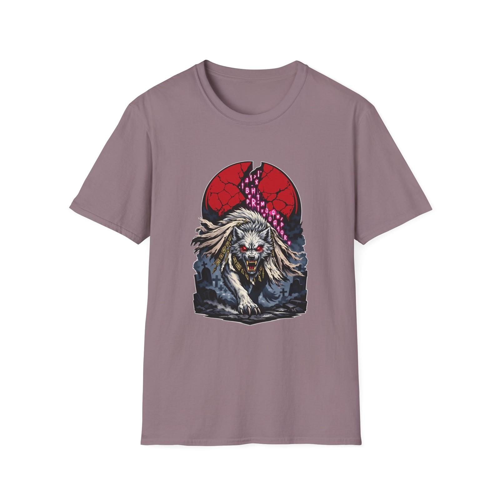 Werewolf Cemetery Gothic Fantasy Beast Rune Unisex Softstyle T-Shirt S