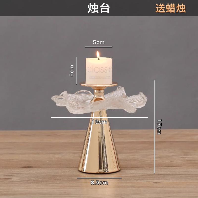 Metal Base Crystal Glass Candle Stand Candlestick Holder Candle Holder Ornament Candles Rack Glass Vase Hydroponic Vase Crafts