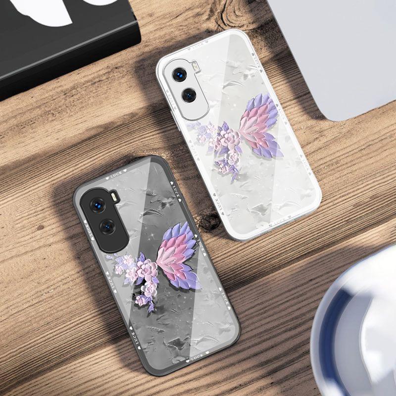 Flower Shaped Butterfly For Honor 200 90 8X 9X Pro Lite P50 P40 Nova 10 11i P60 Magic4 6 Mate 20 50 Tempered Glass Phone Case