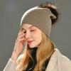 Real Raccoon Fur Pom Pom Knitted Hat Women Beanies Cashmere Winter Hat Female Girl Cotton Skullies Wool Beanie Hat