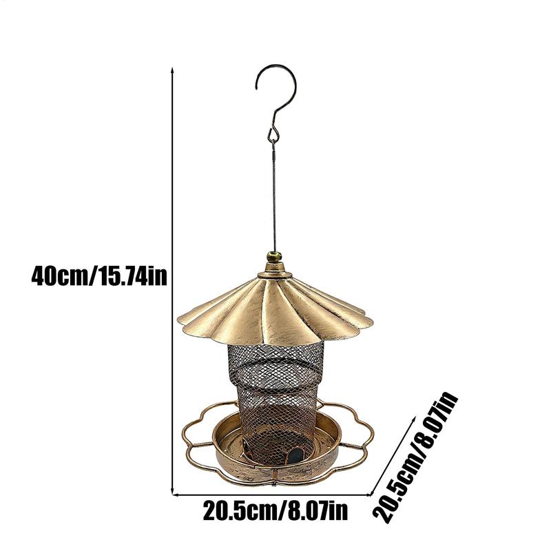 Bird Feeder For Outdoors Squirrel Proof Metal Feeding Station Large Capacity Hangable Heavy Duty Bird Feeder With Roof