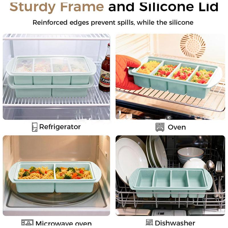 Silicone Freezer Tray With Lid Soup Cubes Freezer Container Mold 2/4 Cup Large Ice Cube Tray for Broth Soup Food Freezer Storage