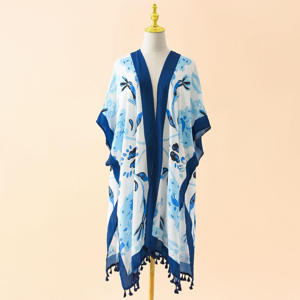 Spring and Summer Long Chiffon Fringe Sunscreen Blouse for Travel and Play Comfortable High Quality Unique Personalized Clothes