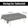Oigco 3 Pack Black and White Checkered Tablecloths Race Car Theme Tablecloths for Motor Racing Birthday Party Decorations, 54" x 108