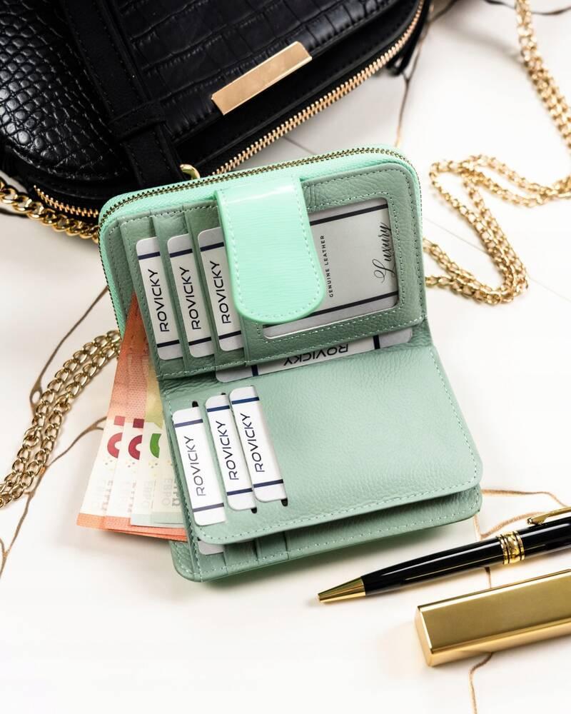 Women's Leather Wallet In Vertical Orientation with Snap Closure - Lorenti