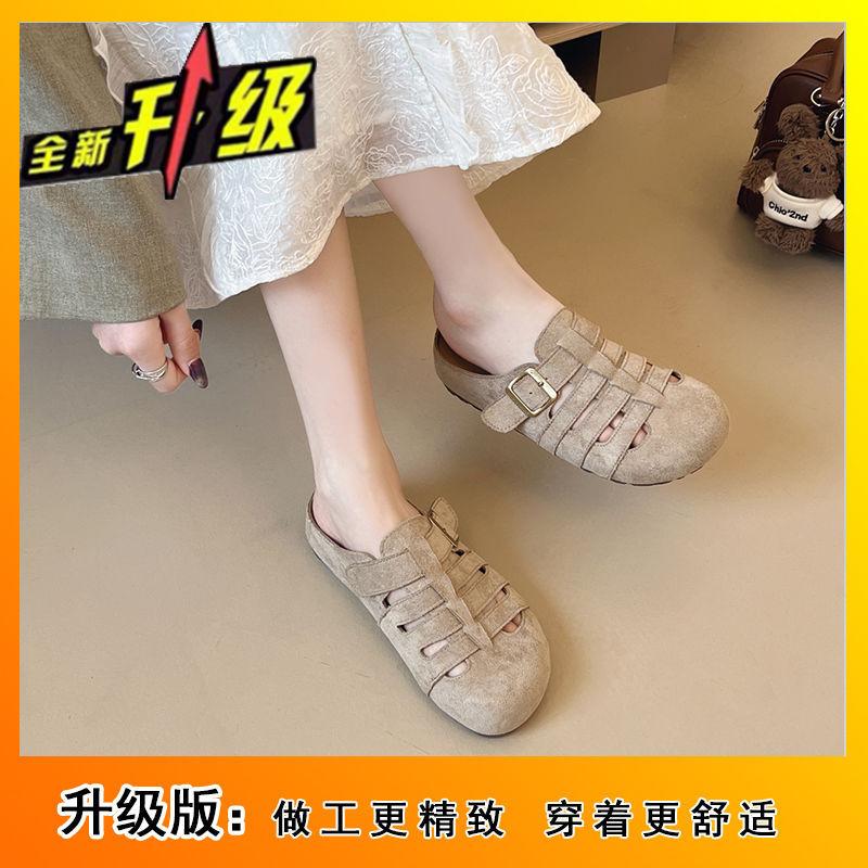 2025 Summer Fairy Style New Roman Style Female Drag Birken Bag Head Muller Shoes Soft Sole Wear Half Drag Sandals