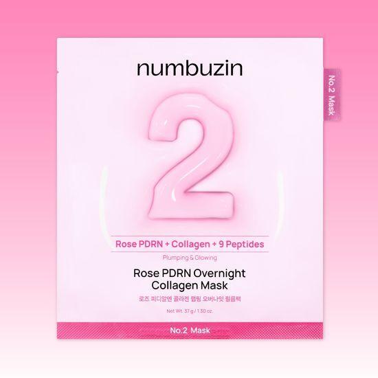 Numbersin No. 2 Rose PDRN Collagen Wrapping Overnight Film Pack (4 Sheets)