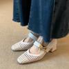 Women's braided microfiber patchwork slip-on pumps hollow-out breathable summer sandals shoes
