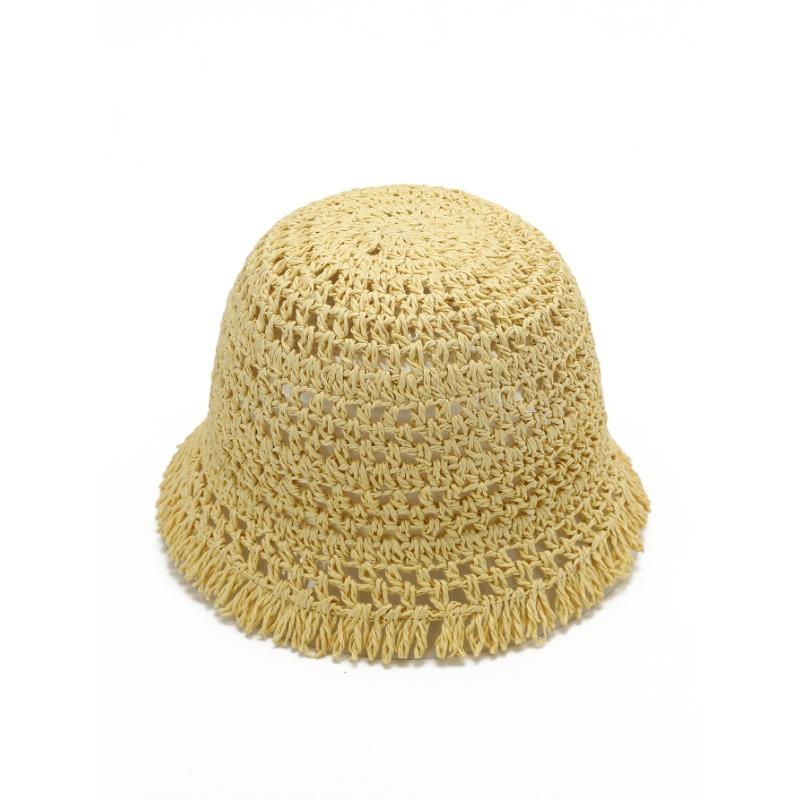 

Соломенная шляпа-панама с полыми плетениями, детская, для активного отдыха, солнцезащитная, шляпа-ведро, шляпа-панама из соломы, маленькая, складная one size fits all хаки