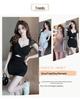 Sizzling Hot Girl V-Neck Backless Mesh Dress - Slim Fit, Hip-Hugging Mini Skirt