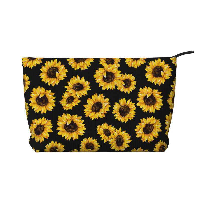 

Custom Sunflower Pattern Toiletry Bag Women Cosmetic Bags Makeup Organizer Lady Portable Storage Dopp Kit Case