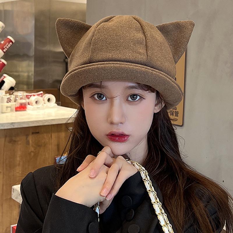 Versatile Style Hat Cats Ear Womens Sunshade Short Brim Hatscaps Fisherman