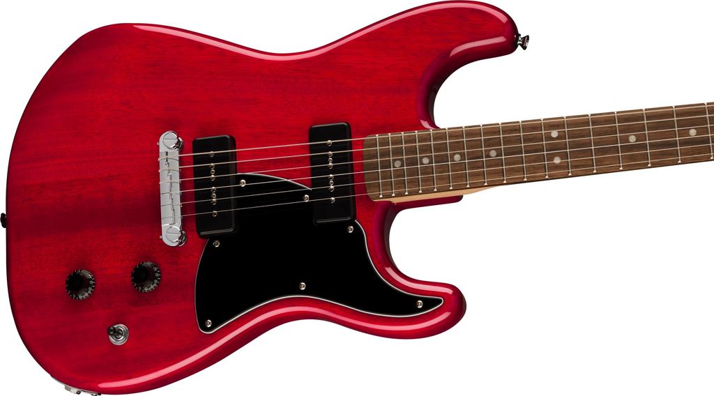 Squier by Fender Squier Electric Guitar Paranormal Laurel Black Crimson Red Transparent with Soft Case Strat-O-Sonic, Fingerboard, Pickguard,