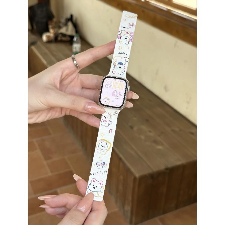 

Litchi Silicone Strap for Apple Watch Series 7 11 10 9 8 Ultra SE Loop Magnetic Watch Strap for Apple Watch 44mm Band 42 45 46mm For 46mm S10