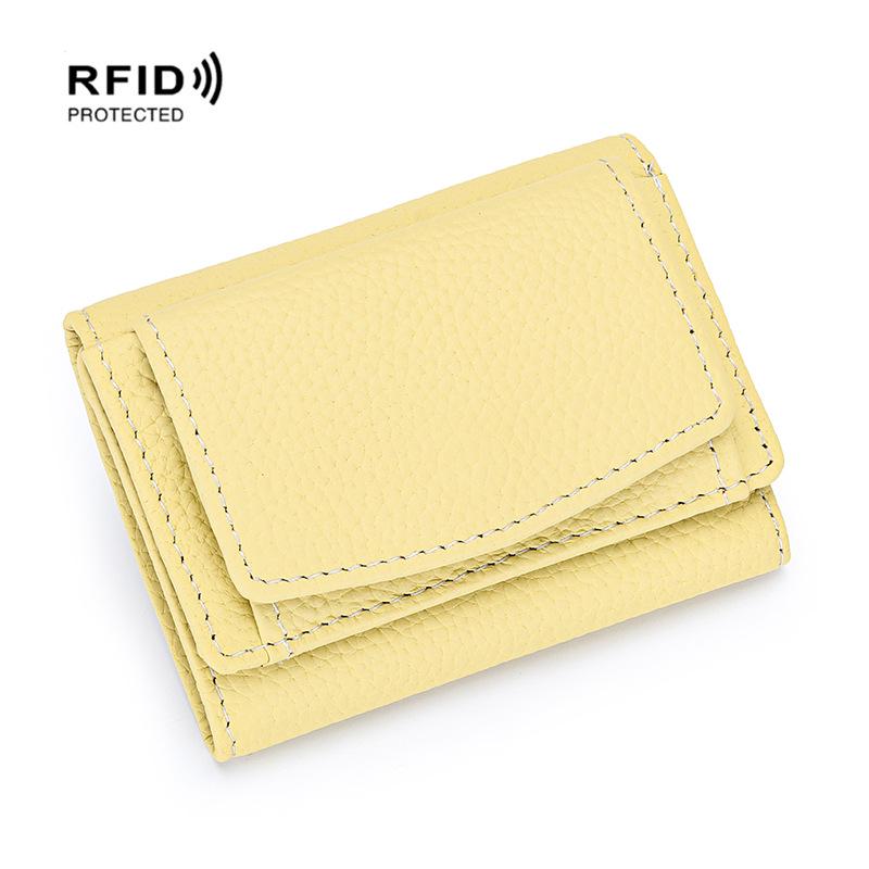 Kompaktowy portfel trójdzielny w stylu japońsko-koreańskim z prawdziwej skóry