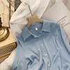 HI-FASHION Chiffon Blouse Women's White Long Sleeve Lapel Tops Spring Korean Shirt Solid Color Loose Shirt Women Plus Size
