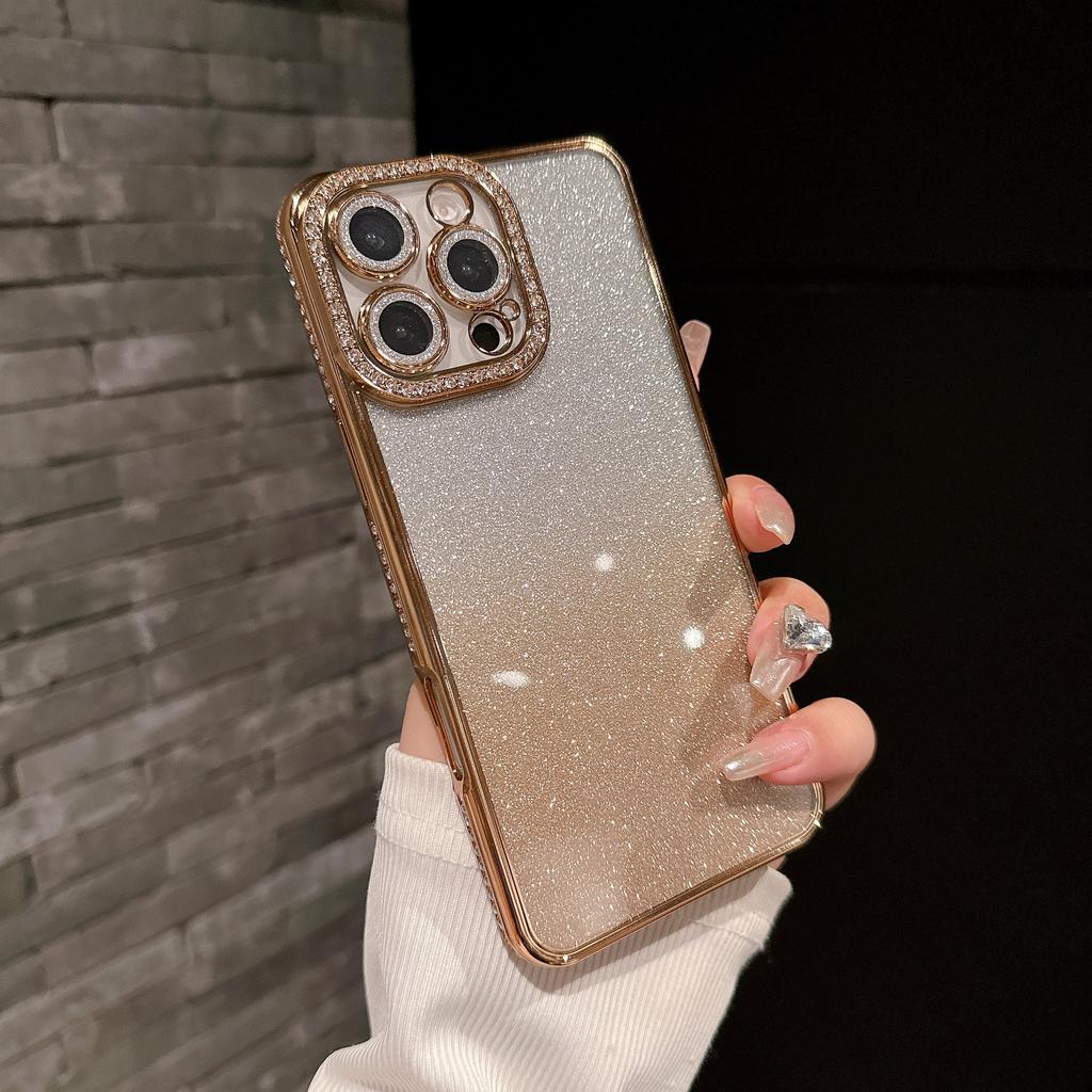 Luxury Plating Gradient Glitter Clear Case For iPhone 16 15 14 13 12 11 Pro Max 16Pro For Ultra Slim Shockproof Bumper Cover