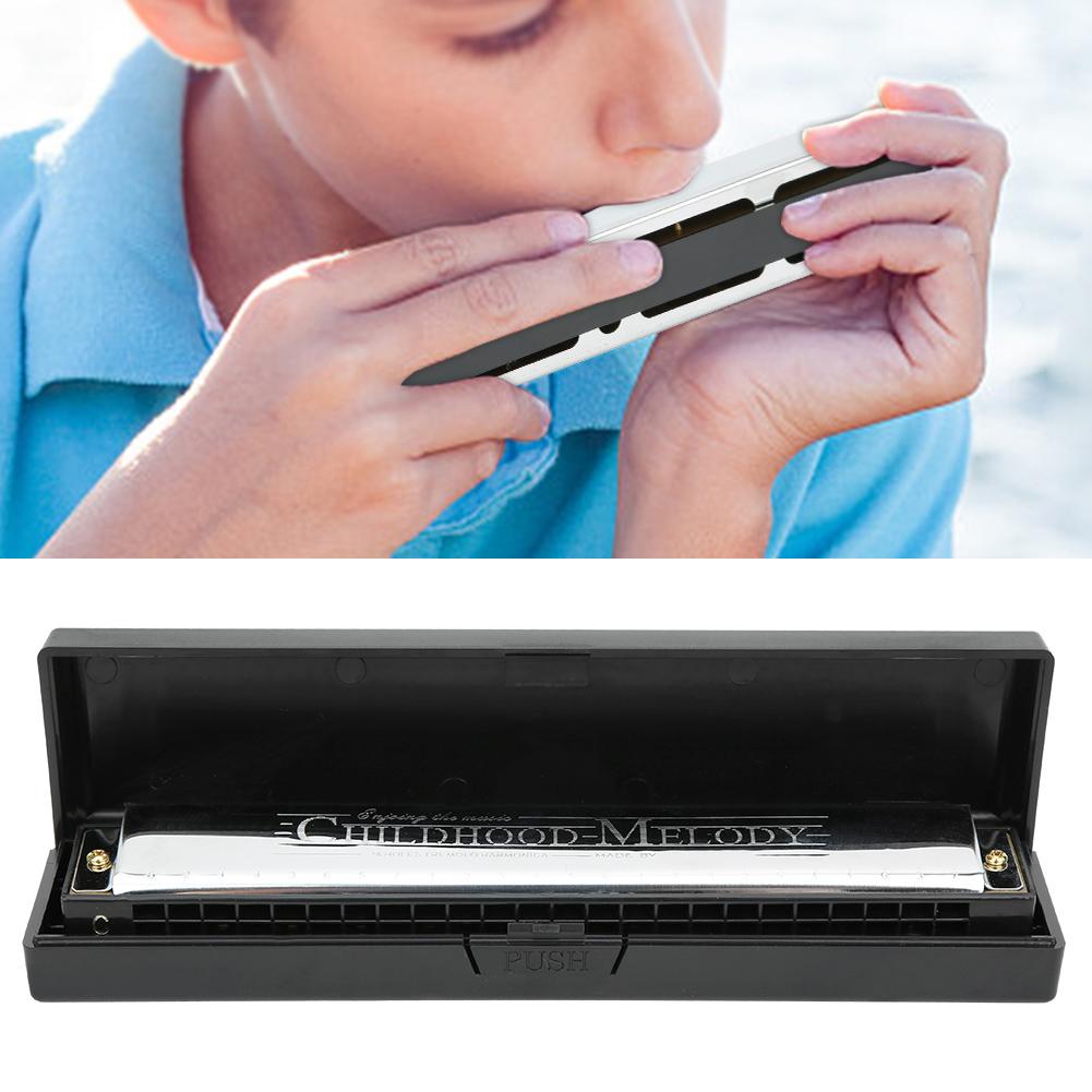 Professional Mouthorgan Harmonica Diatonic Harp C Key Stainless Steel Cover Plate 24?HoleBlack