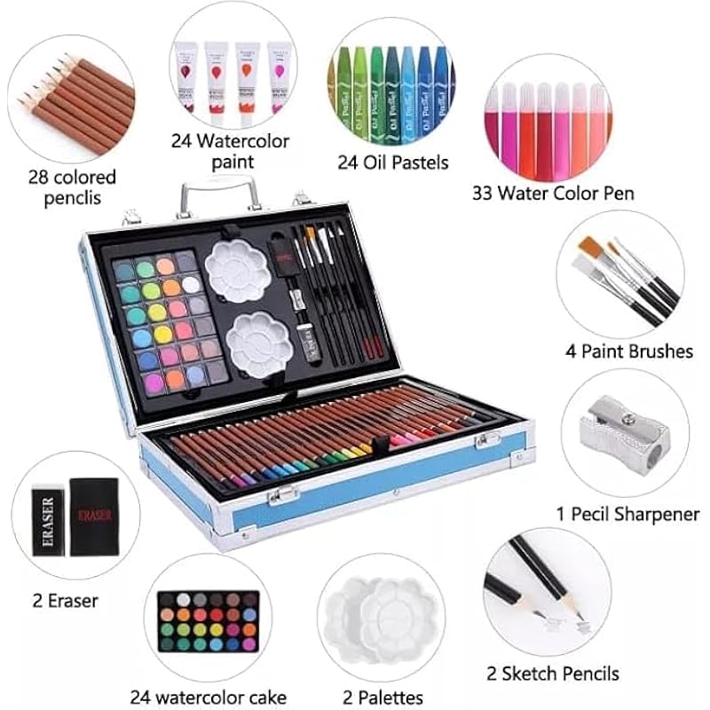 Eclet Art Kit Supplies Portable Great Gift Set 145Pcs Unicorn Gift For Painting