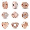 Rose Gold Large Hole Loose Beads Pendant For DIY Pulsera Necklace Accessories Women Fine Jewelry Gifts