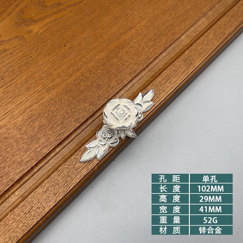 Rose Decorative Cabinet Knobs Floral Knob Cupboard Door Knobs Ivory White Drawer Pulls Cabinet Handle Knobs for Dresser Cabinet