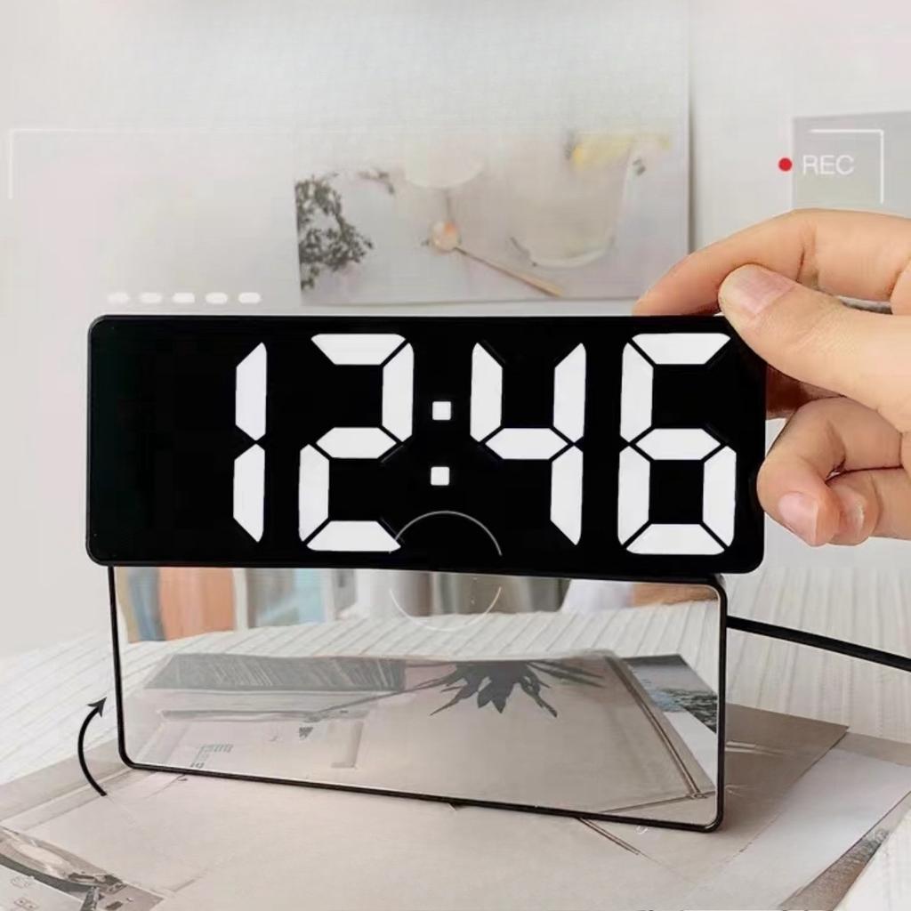 Mirror Clock Desktop Clock Timetable Table Ornament Digital Display Student Electronic Alarm Clock
