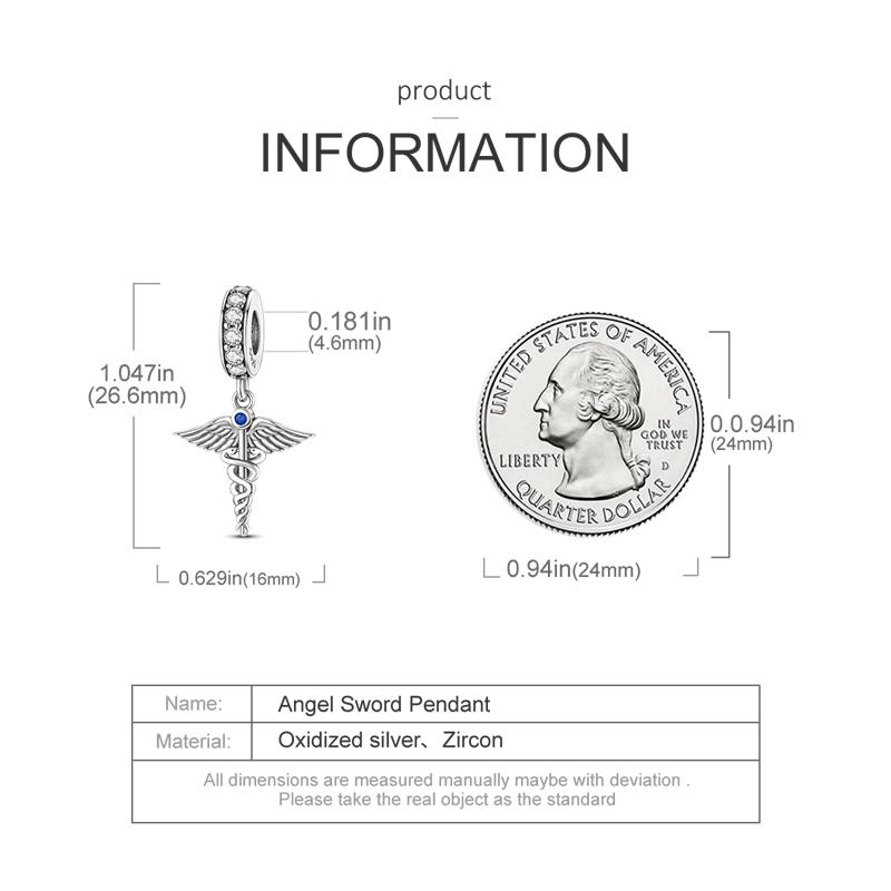 Angel Sword 925 Silver Pendant Charms Winged Snake Fit Original Charm Bracelet Diy Support Dropshipping Festival Gift For Women