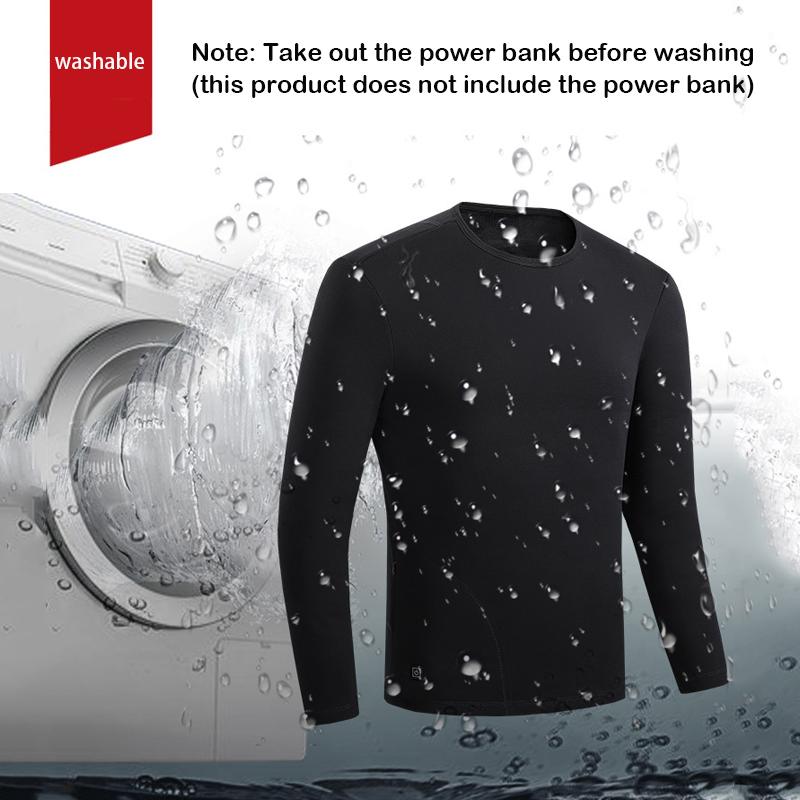 Herren Winter Heizunterwäsche Waschbar USB Elektrisch Beheizt Thermo Fleece Gefüttert T Shirts