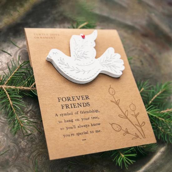 Friendship Christmas Ornament Wooden White Pigeon with Envelope Handcrafted Friendship Pigeon Decoration Gift