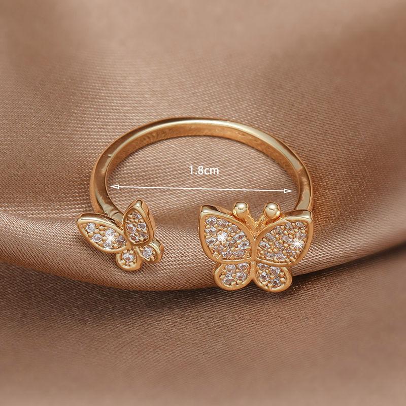 SCIONE New Fashion Butterfly Ring Ladies High-grade Luxury Zircon Butterfly Opening Forefinger Ring Jewelry