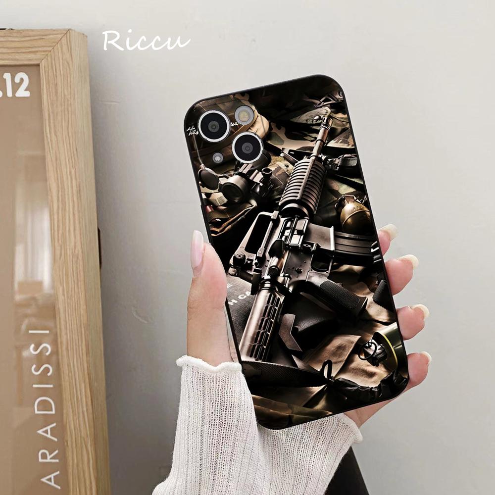 

Чехол для телефона IPhone 14 11 12 Pro 8 7Plus SE X Pro 14 MAX 12 13 MINI XR XS iphone 14 Soft AK47, пистолет, пули, чехлы для телефонов iphone XR