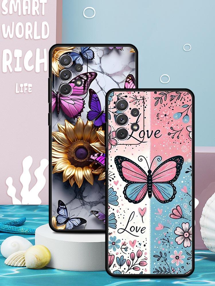 Fashionable Butterfly Flower Pattern Phone Case for Samsung Galaxy A55 A35 A15 A14 A13 A25 A54 A51 A71 A72 A73 A32 A41 Soft TPU