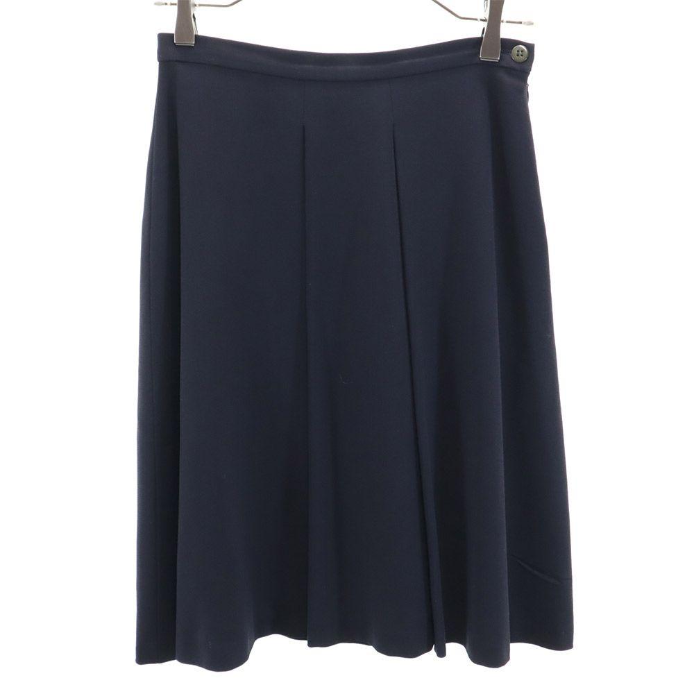 GIORGIO ARMANI 90s Italian Wool Old Midi length flare skirt 40 Navy Women Used
