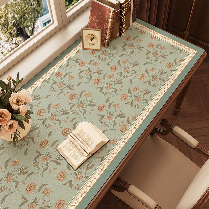 Leather Desk Mat Vintage Waterproof Desk Pad Non-Slip Cut To Size Writing Table Mat for Elegant Office & Gaming Setup