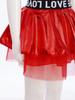 Girls 3 Piece Hip Hop Jazz Dance Costume One Shoulder Sleeveless Sequin Vest Metallic Tutu Skirt Letter Printed Hairband Set