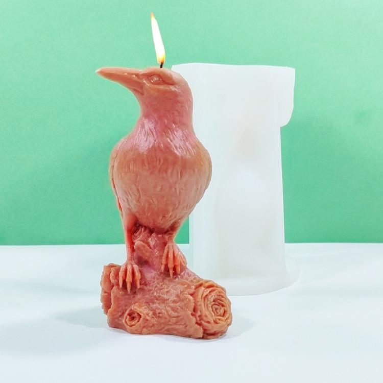 3D Crow Candle Mould Silicone Molds Halloween Castings Molds Home Decorations